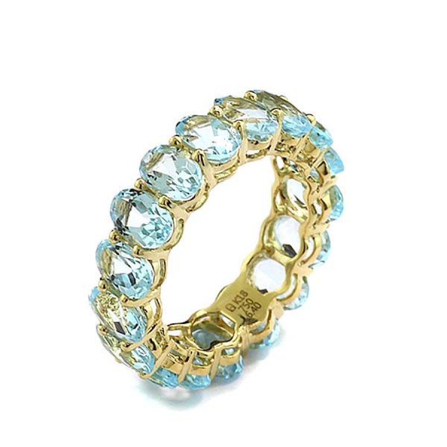 Ringe Caratheum  | Eternity-Ring Mit Blautopasen 6,40 Carat, 750-Gelbgold