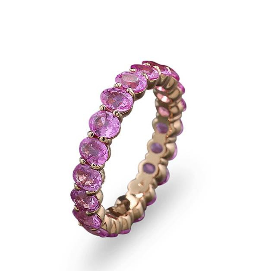 Ringe Caratheum  | Eternity-Ring Pinke Saphire 4,47 Carat, 750-Rosegold